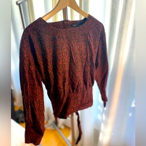 Super cute top M Simons. Burgundy and leopard.